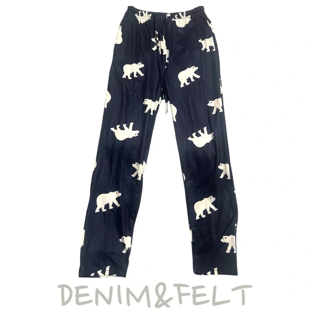 NEW Ekouaer‎ Kids Polar Bear Pajama Set Grey Navy Blue Long Sleeve Size 130 6-7Y